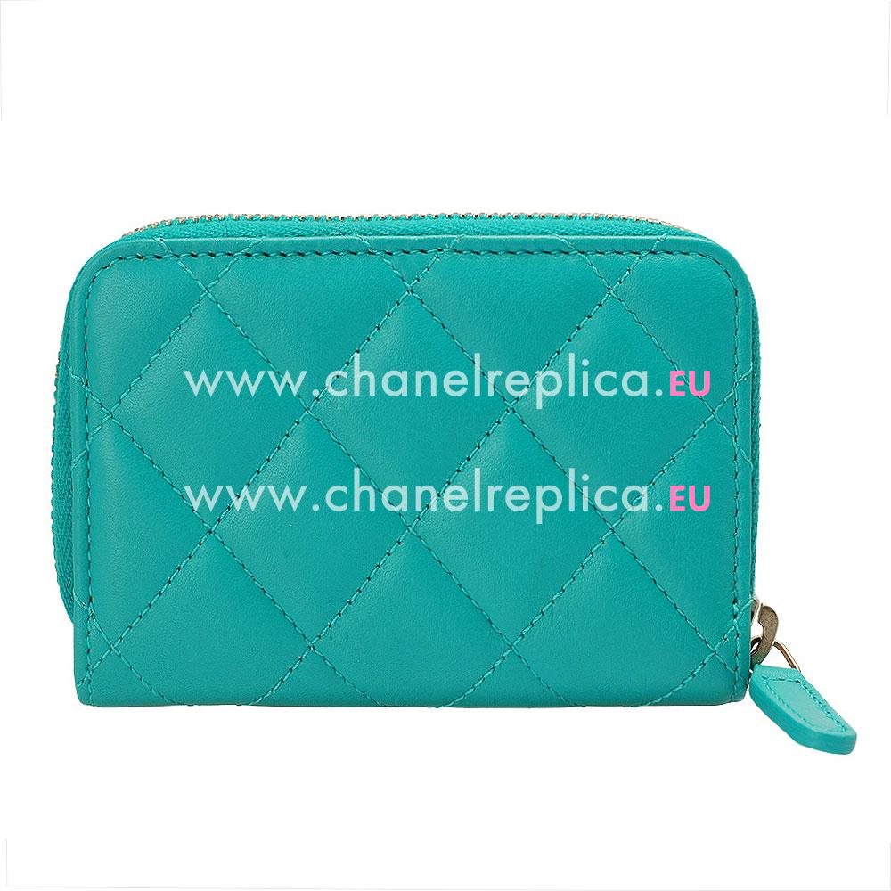 Chanel Lambskin CC Zipper Change Holder Blue-green A537027