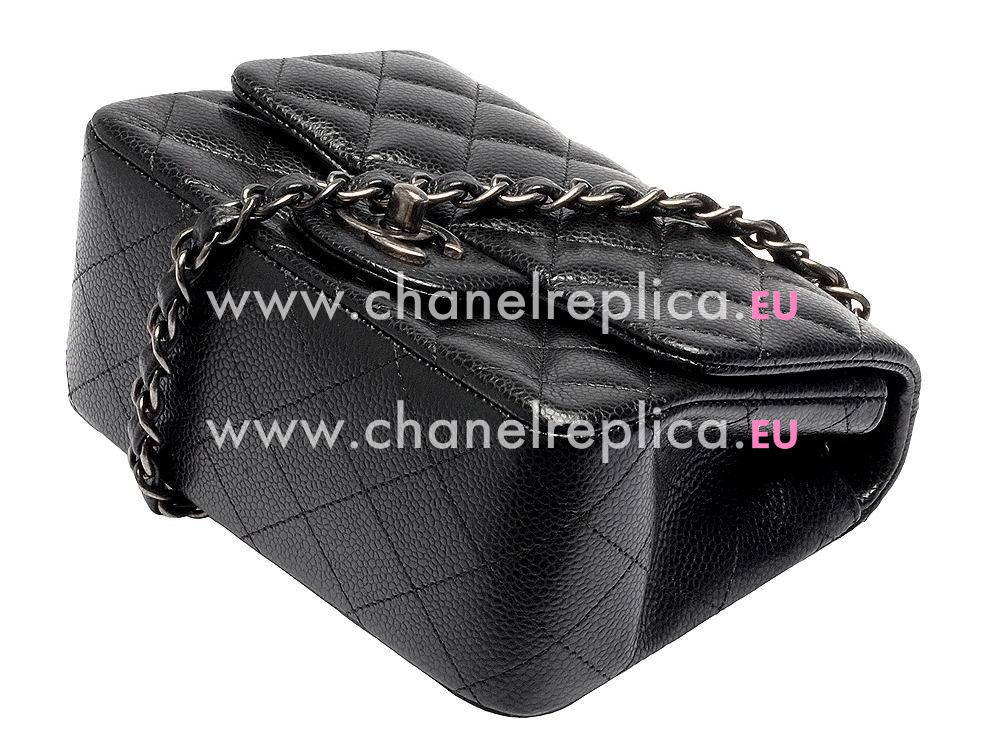 Chanel Mini Coco Caviar Flap Bag Black(Anti-Silver) A35201AS