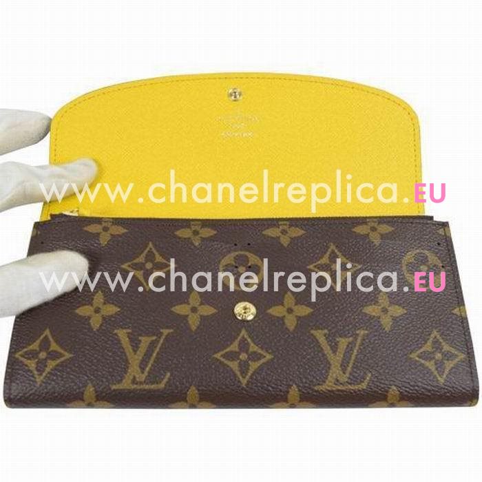 Louis Vuitton Classic Monogram Canvas Leather Zipper Emilie Wallet M61535