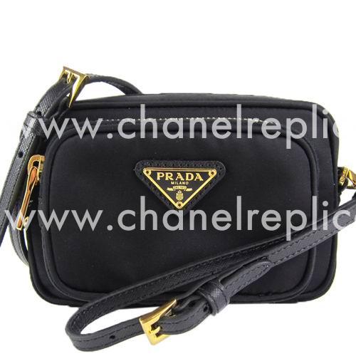 Prada Borchie Triangle Logo Nylon Mini Size Shoulder Bag Black PR5890726