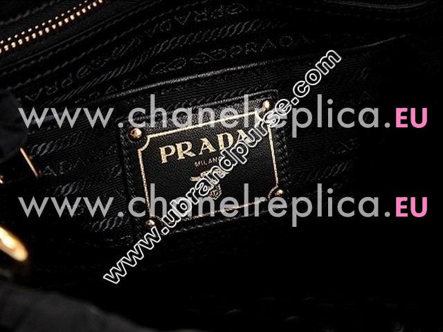 Prada Gaufre Nylon Ruffled Small Handbag In Black P321158