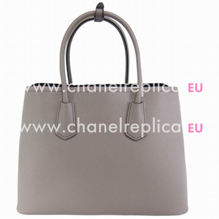 Prada Saffiano Cuir Large Double Tote Bag Gray B2756T-2A4A-F0TY5