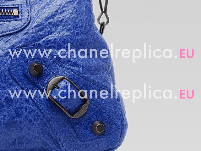 Balenciage First Top Leather Bag Sapphire Blue 103208 D95JT
