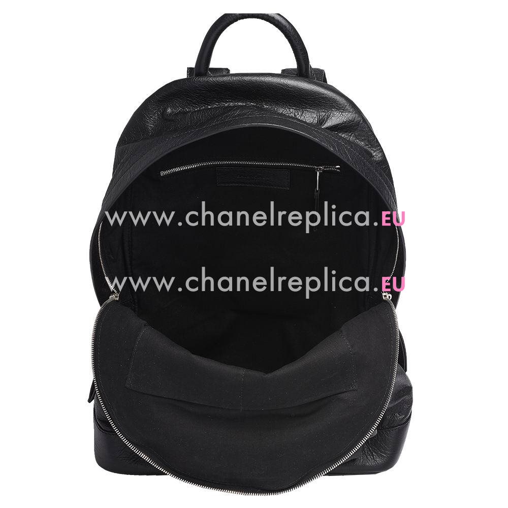Balenciaga Lambskin Classic Silvery Buckle Backpack Black B5598292