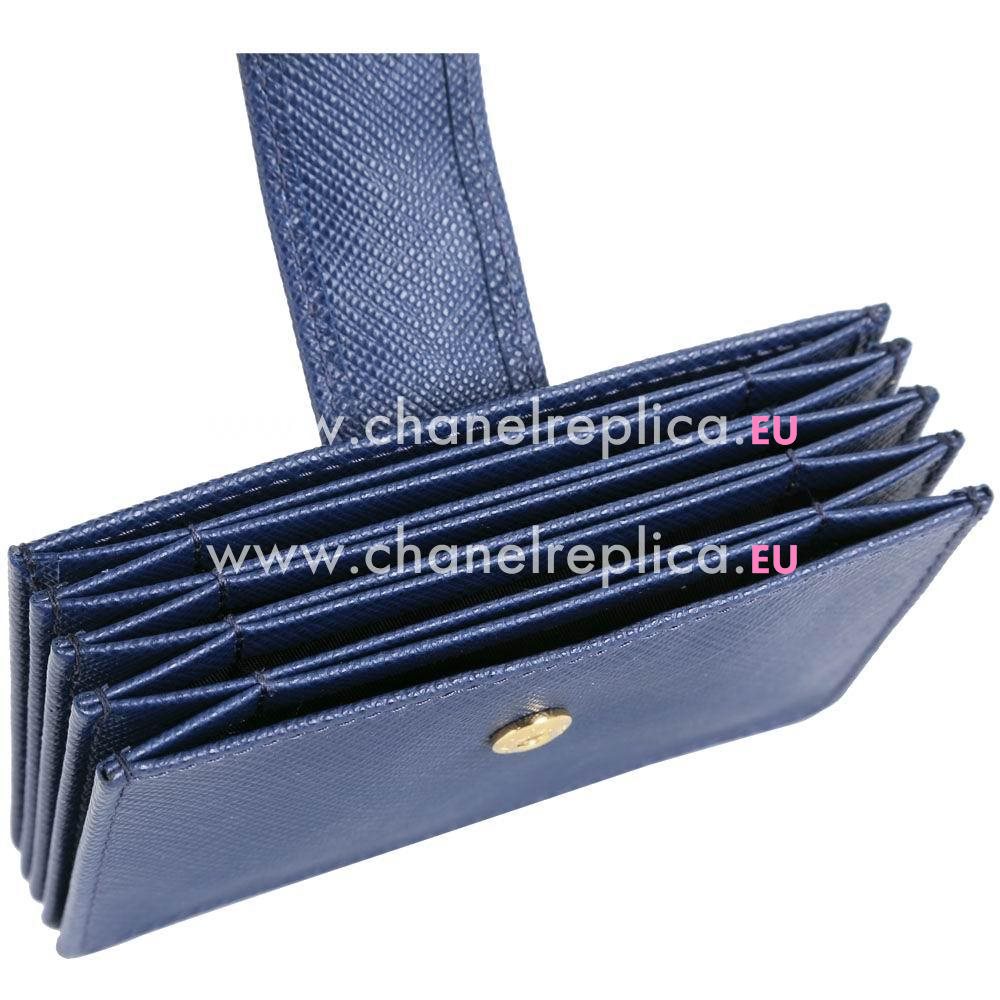 Prada Saffiano Relievo Logo Calfskin Card Bag Blue P7021310