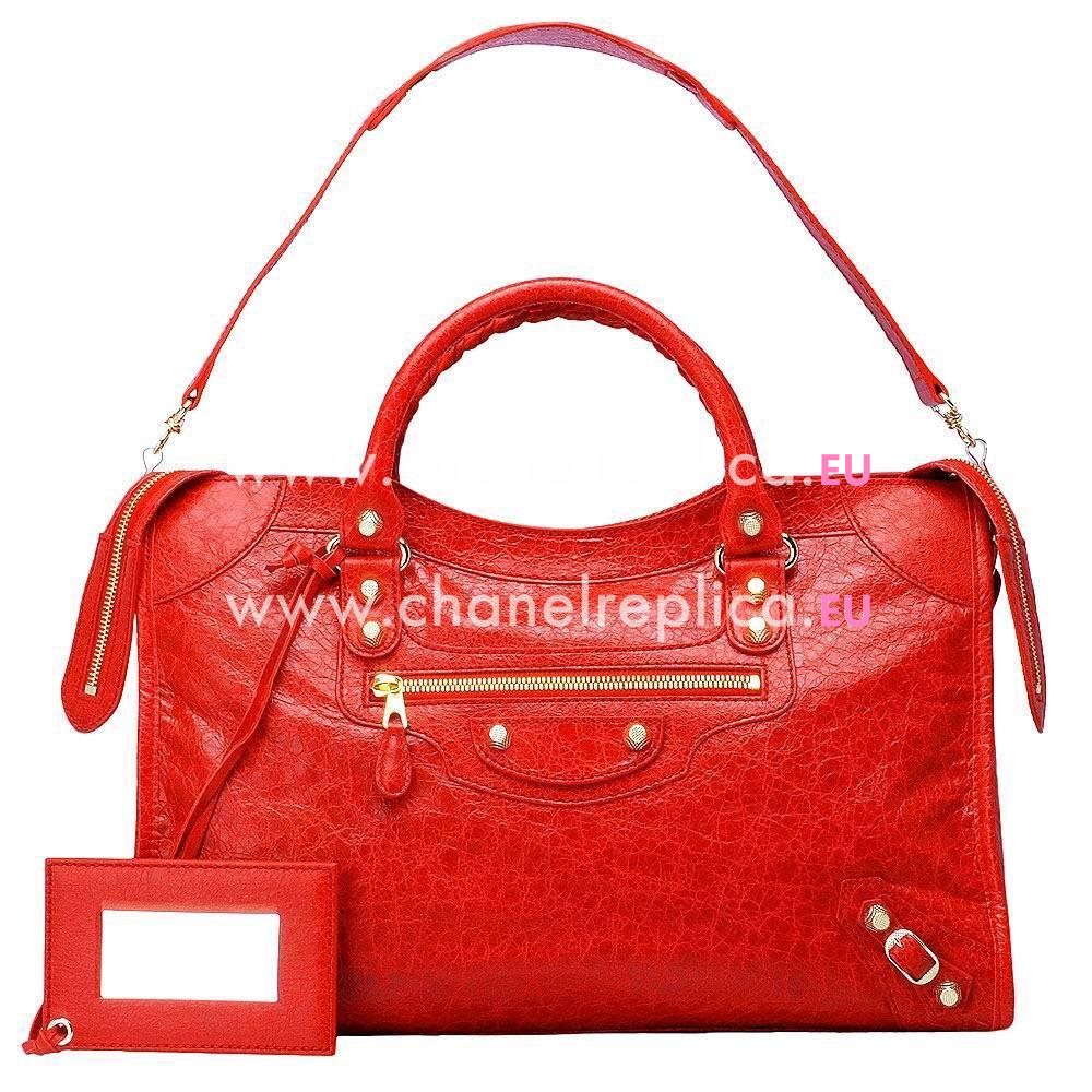 Balenciage City Lambskin Gold hardware Classic Bag Red B2055014