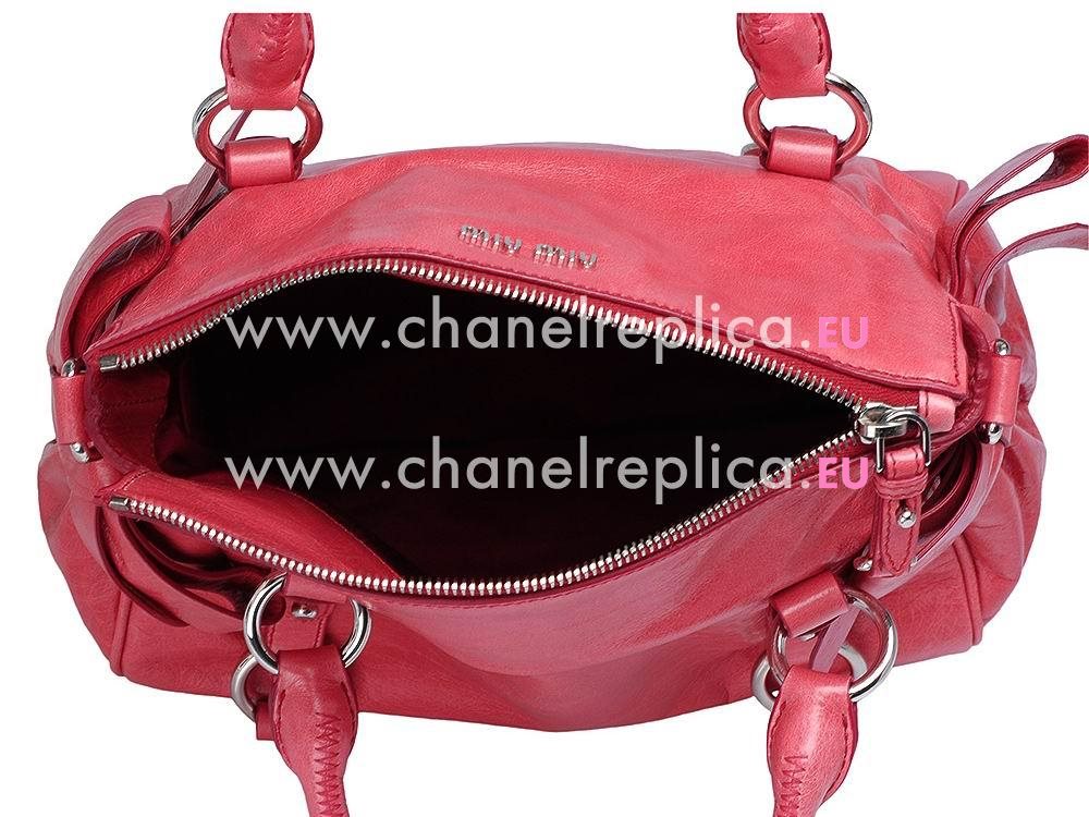 Miu Miu Vitello Lux Calfskin Bow Bag Peach Pink MU5305