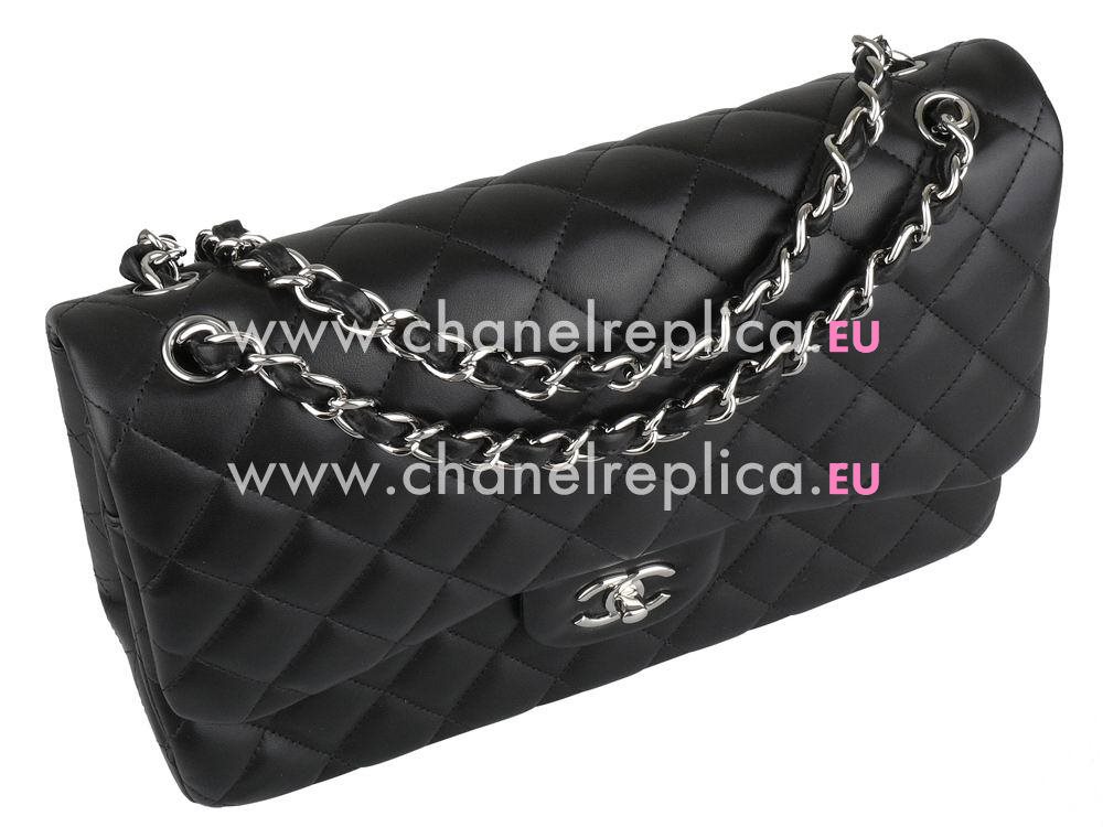 Chanel Lambskin Jumbo Double Flap Bag Black(Silver) A58600BLS