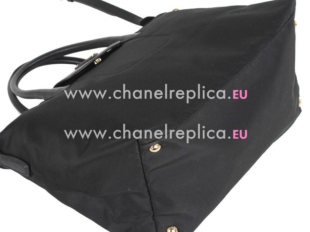 Prada Teaauto Saffian Classic Triangle Logo Nylon Handle/Shoulder Bag Black PBN46722