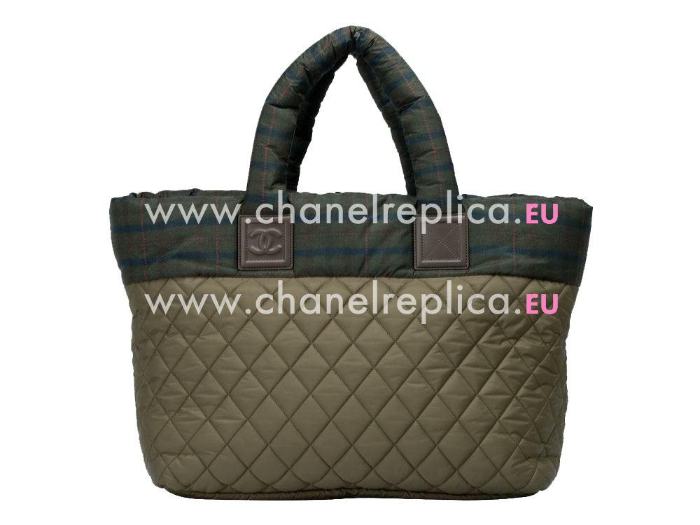 ChanelAutumn Cococoon Nylon Shop Tote Blackish Green A571167