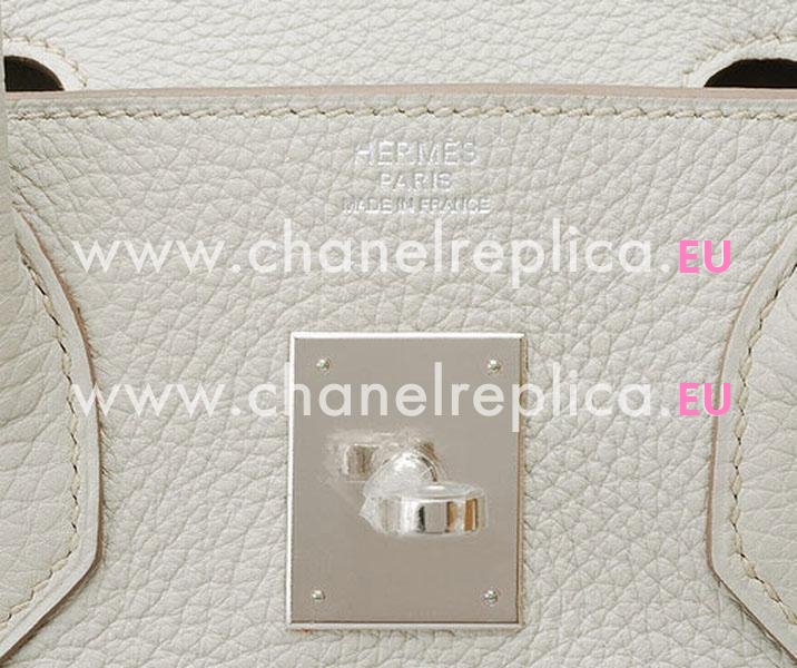 Hermes Birkin 30 Clemence Leather Ivory White Palladium H1042IW