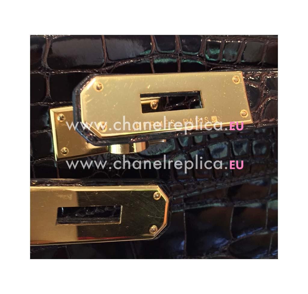 Hermes Kelly 28 Graphite Alligator Gold Hardware Hand Sew Bag HK1028KSA