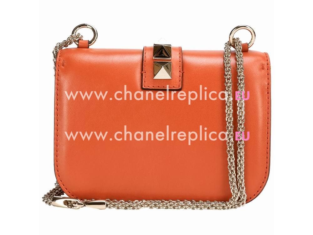 Valentino Glam Lock Calfskin Mini Shoulder Bag Orange VA56314