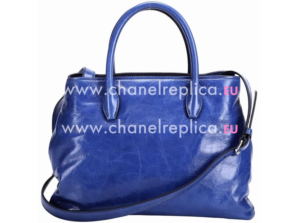 Miu Miu Vitello Shine Calfskin Handbag Blue RN1017