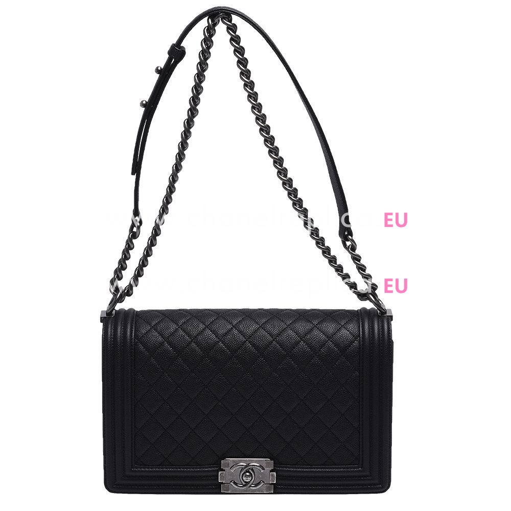 Chanel Caviar Leather Anti-silver Hardware Jumbo Size Boy Bag Black A566F48