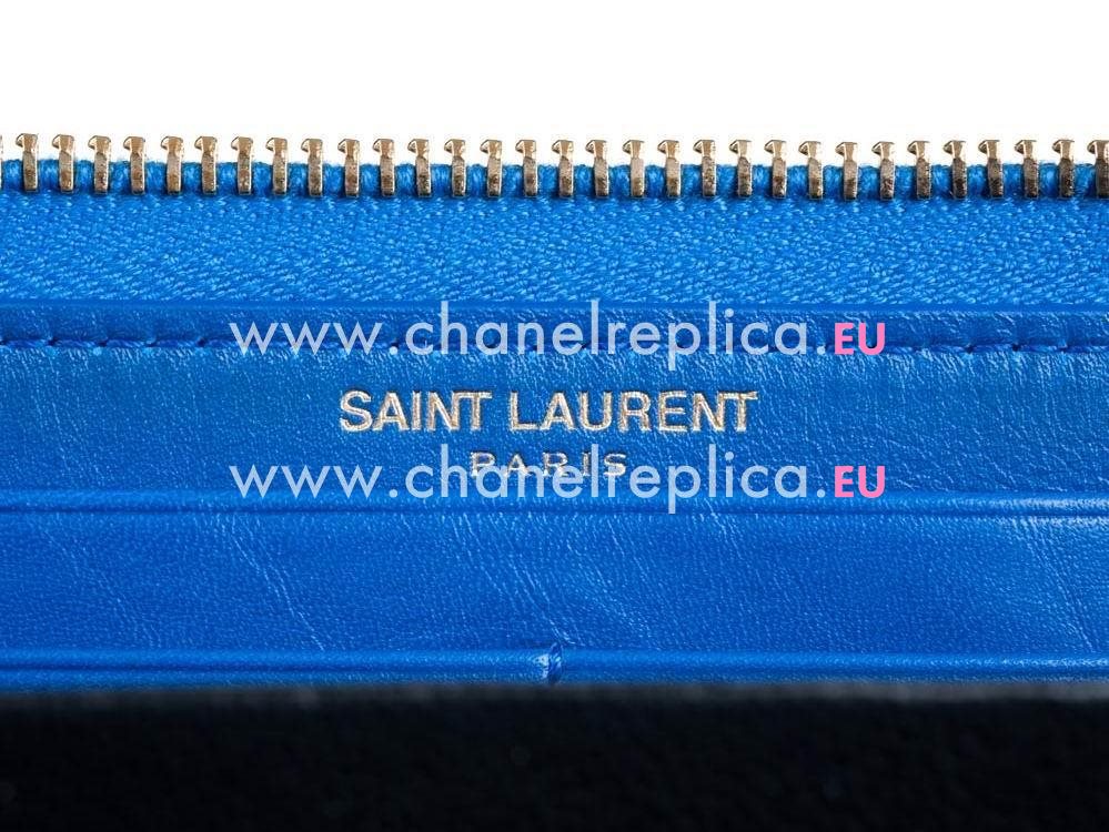 YSL Saint Leather Paris Y Calfskin Wallets In Blue YSL5321294