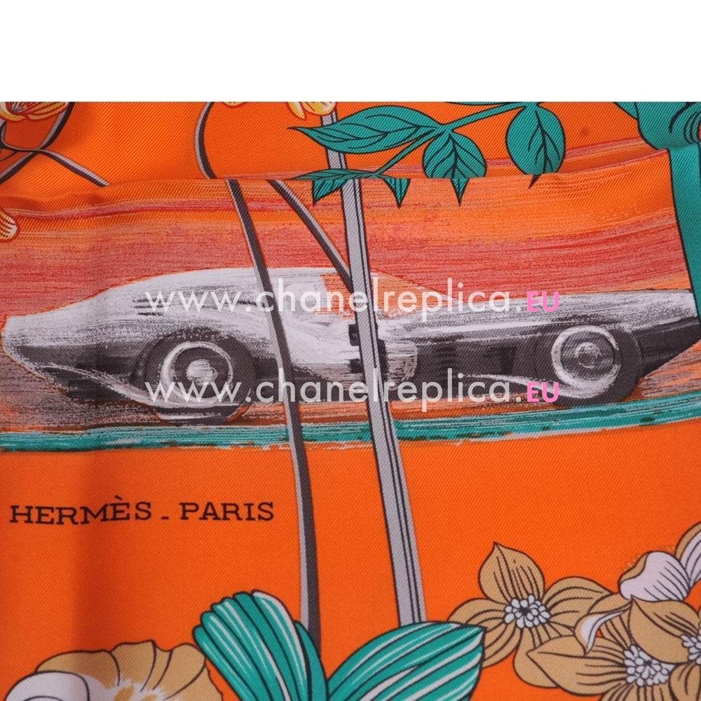 Hermes Classic Car Silk Scarf Orange H6102845