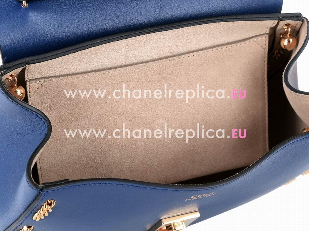 Chloe Drew Smooth Leather Around Golden Chain Bag Blue CH774079