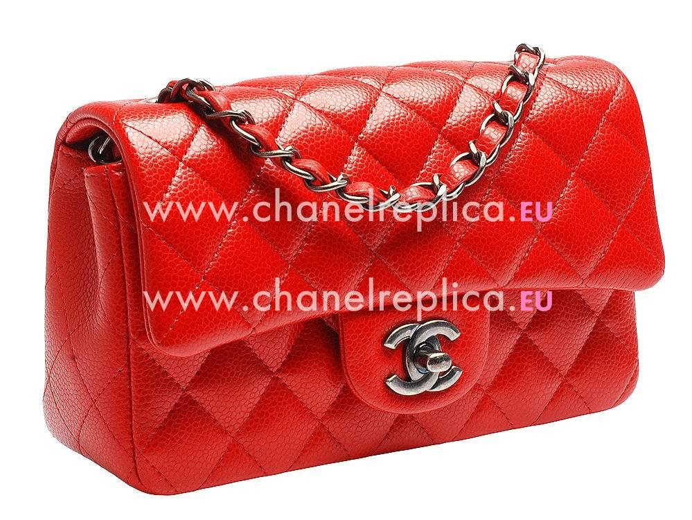 Chanel Caviar Mini Classic Flap Bag Red Anti-Silver A69900C-RED-BLKSS