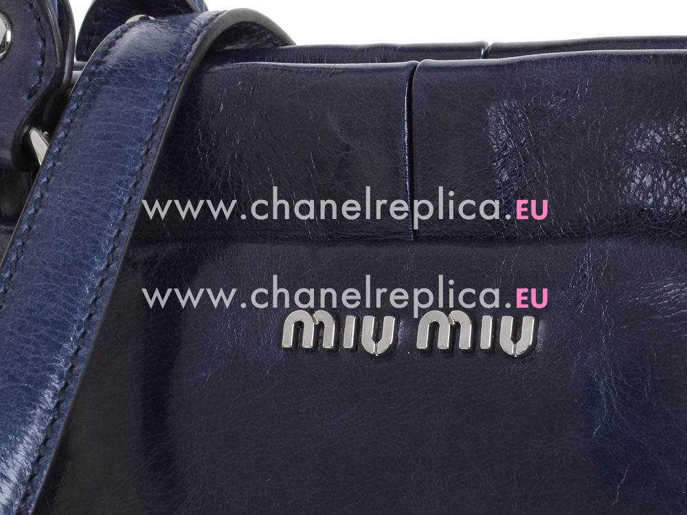 Miu Miu Vitello Lux Calfskin Shoulder Bag In Deep Blue RN0954DB