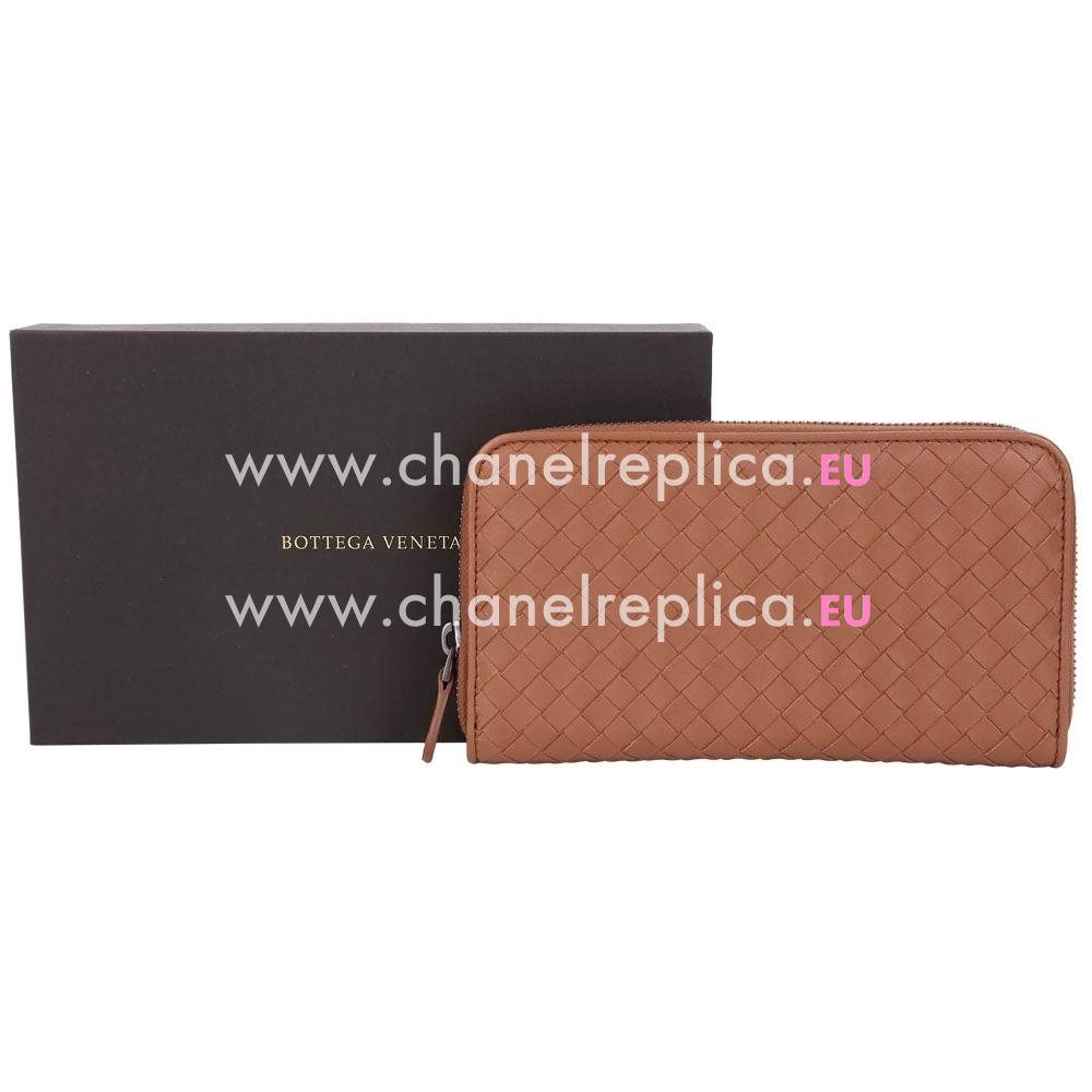Bottega Veneta Classic Weave Nappa Wallet In Caramel Brown B6110727