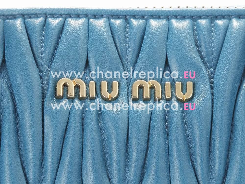 Miu Miu Matelasse Lamskin Handbag Peacock Blue RN1017