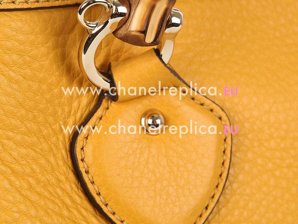 Gucci Bamboo Calfskin Handle Bag In Yellow G308360