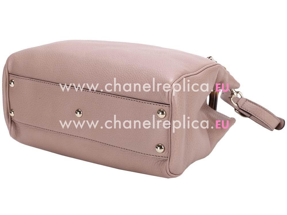 Gucci Bamboo Calfskin Handle Bag In Pink G58965