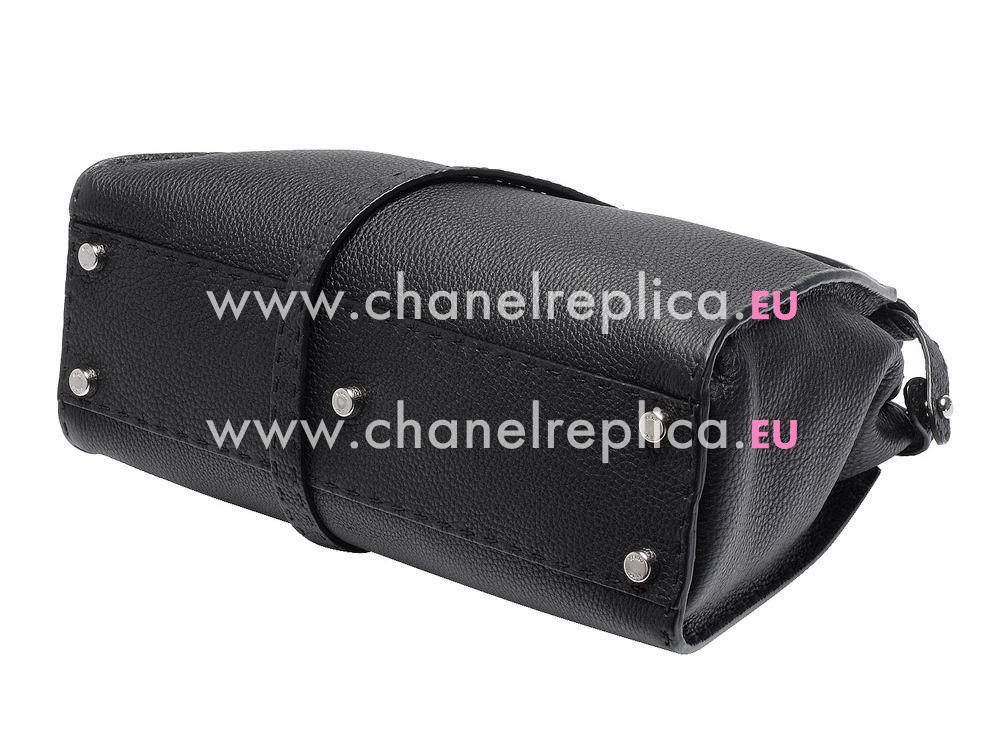 FENDI Regular Peekaboo Calfskin Shoulder Bag In Black 8BN226-Q4J-F0G59