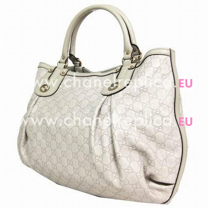 Gucci Scarlett Classic GG Calfskin Leather Weaving Bag In White G5725518