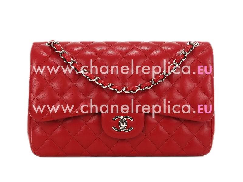 Chanel Lambskin Jumbo Double Flap Bright RED(silver) A58600Y01480