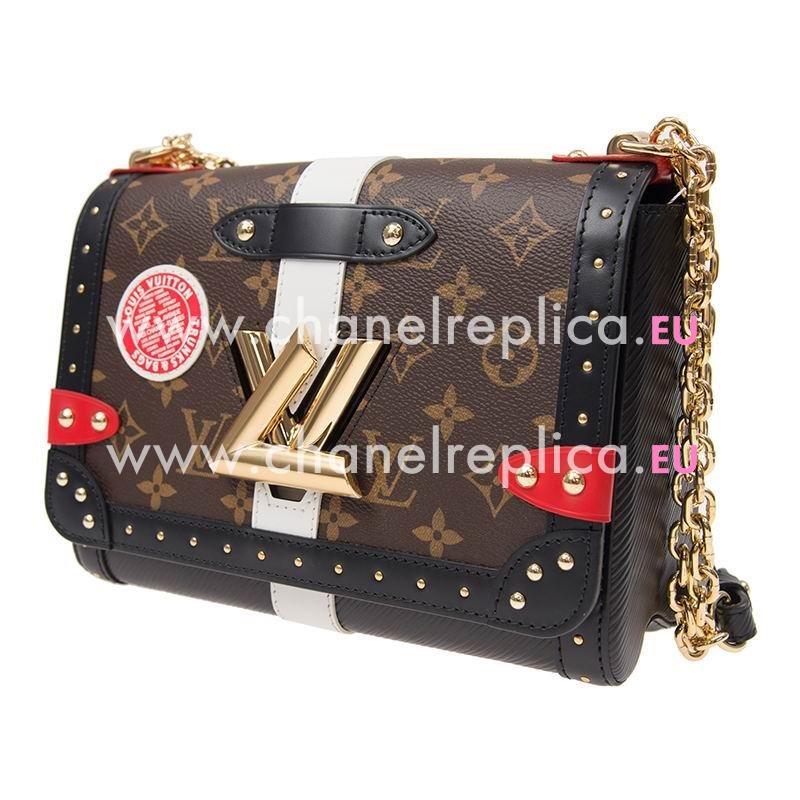 Louis Vuitton Monogram Canvas With Smooth Cowhide Patches & Studs Twist MM M43629