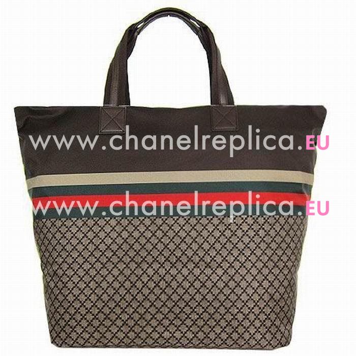 Gucci Classic GG Logo Nylon Tote Bag In Coffee G6111521