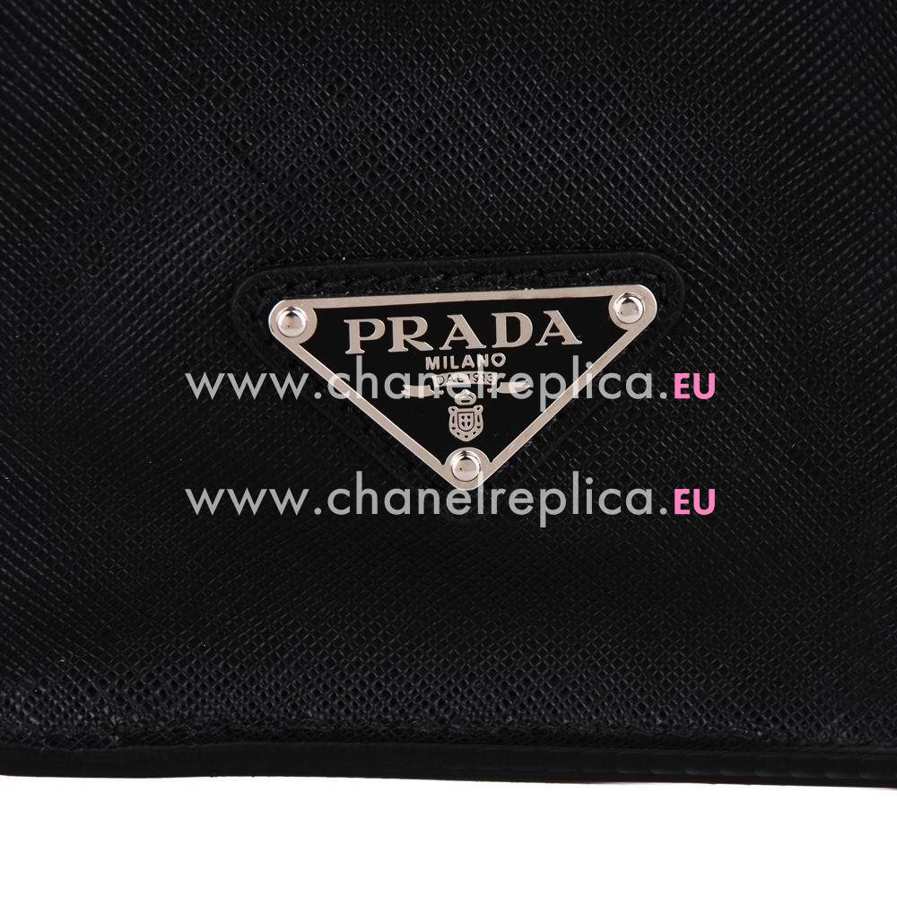 Prada Saffiano Travel Classic Cowhide Briefcase Black PR161016012