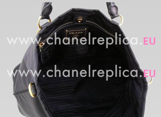 Prada Classic Nylon Triangle Logo HandBag In Black P371010
