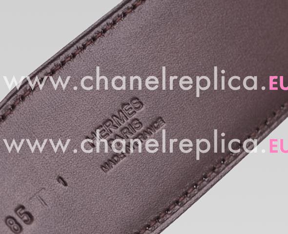 Hermes Silver H Double Sided Epsom Cowhide Belt Swift/Chocolate HB22149