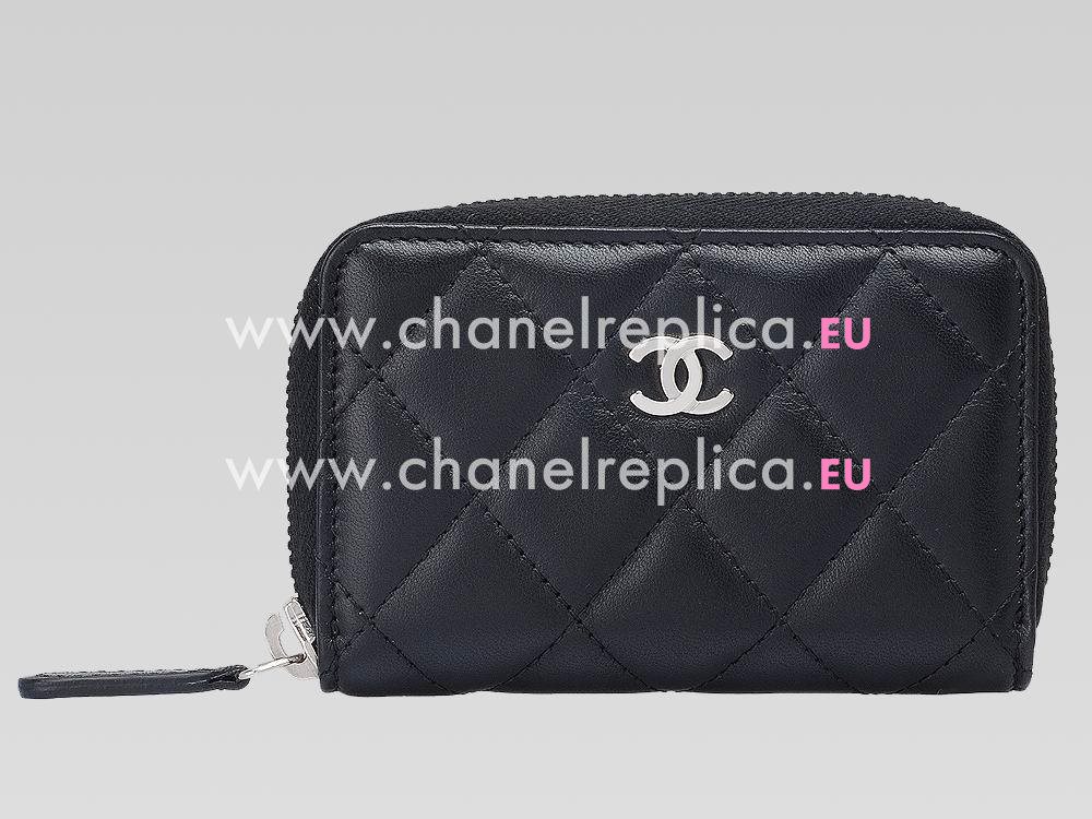 Chanel Lambskin Silver CC Zipper Change Holder A571080