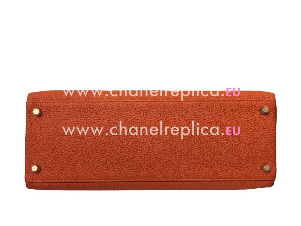 Hermes Kelly 35 Orange Togo Leather Gold Hardware Hand Sew Bag HK1035OWG