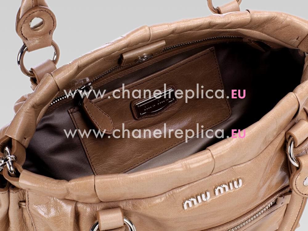 Miu Miu Vitello Lux Calfskin Shoulder Bag Light Brown RN0955