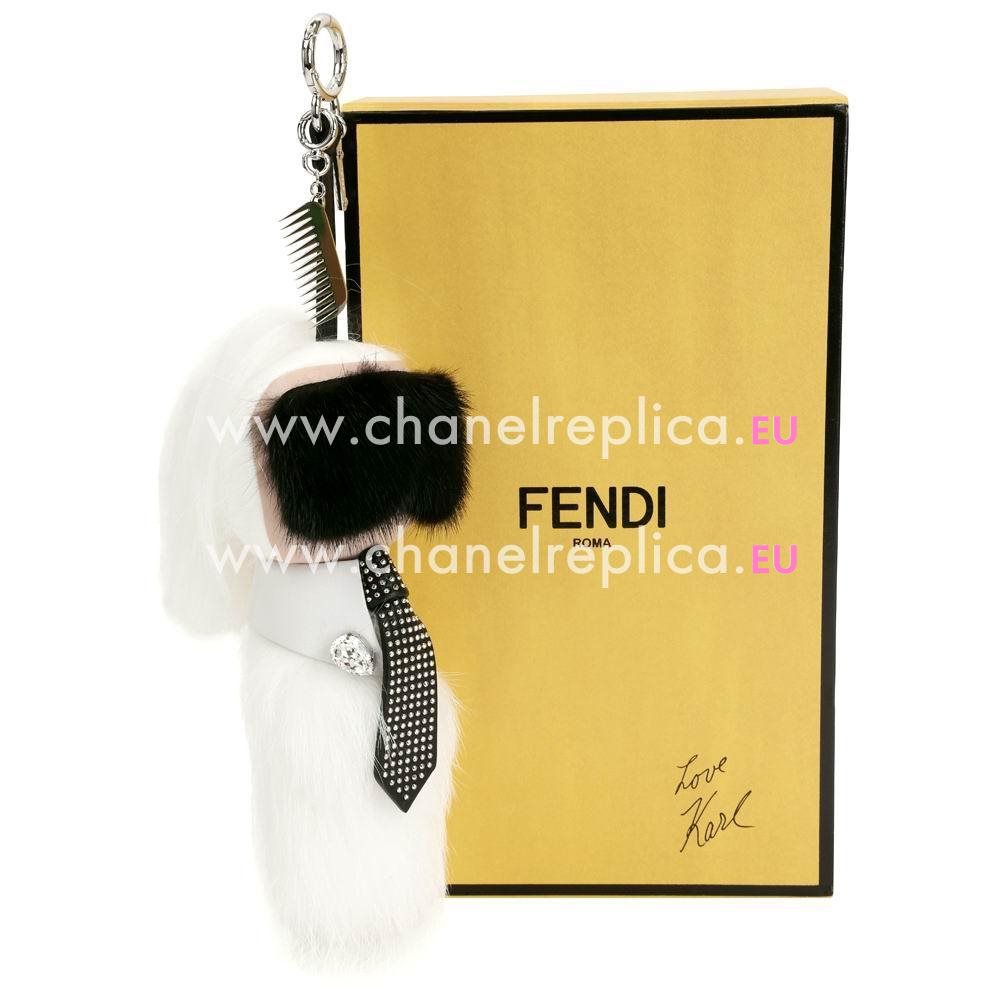 FENDI Karlito Bag Bugs The Fox Pendant White F6122807