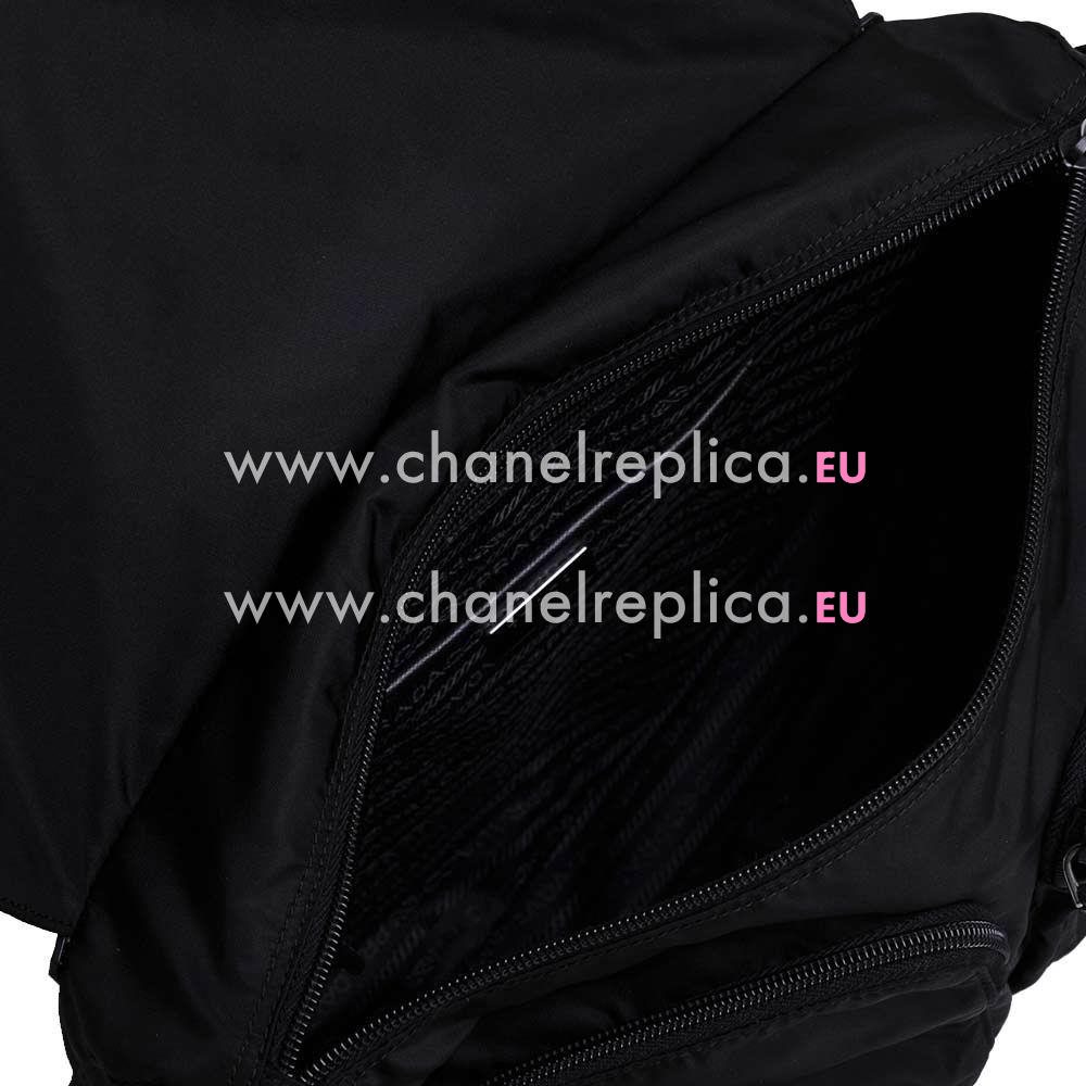 Prada Teaauto Pattina Classic Triangle Logo Nylon Shoulder Bag Black PR5049239