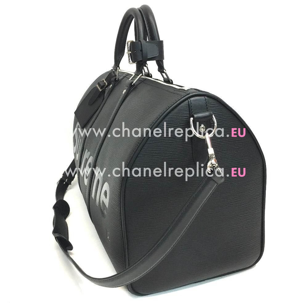 Replica Louis Vuitton X Supreme Black Epi Keepall Bandouliere 45 Bag M53433