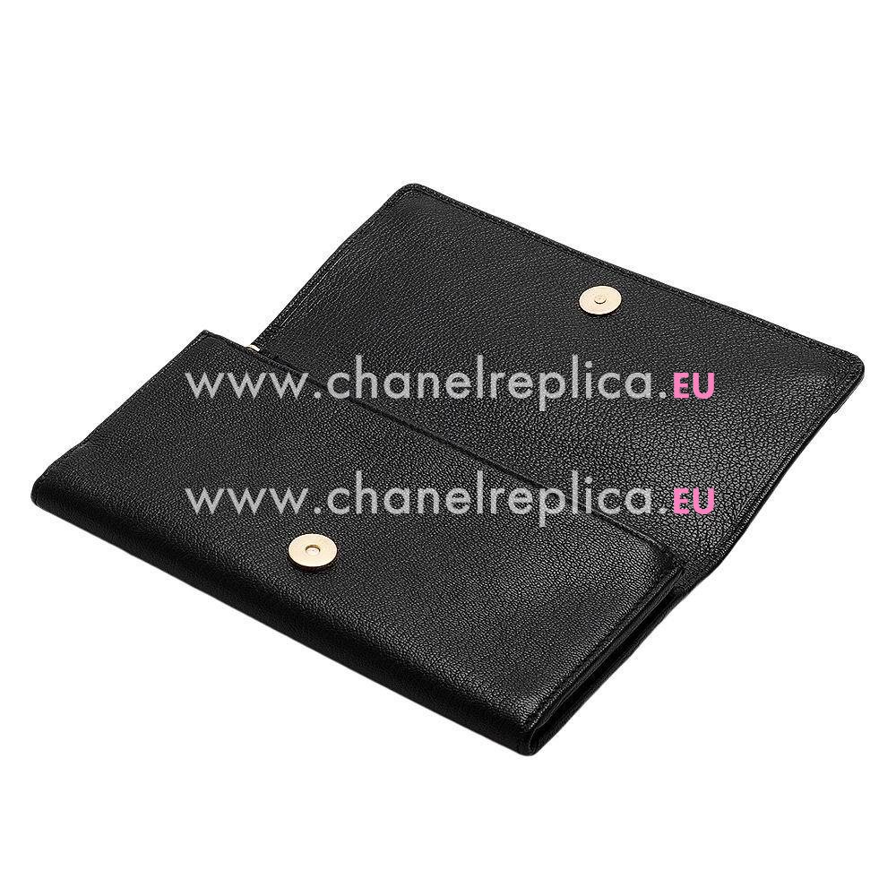 Balenciaga Metallic Edge Money Lambskin Gold Hardware Wallets Black B2055122