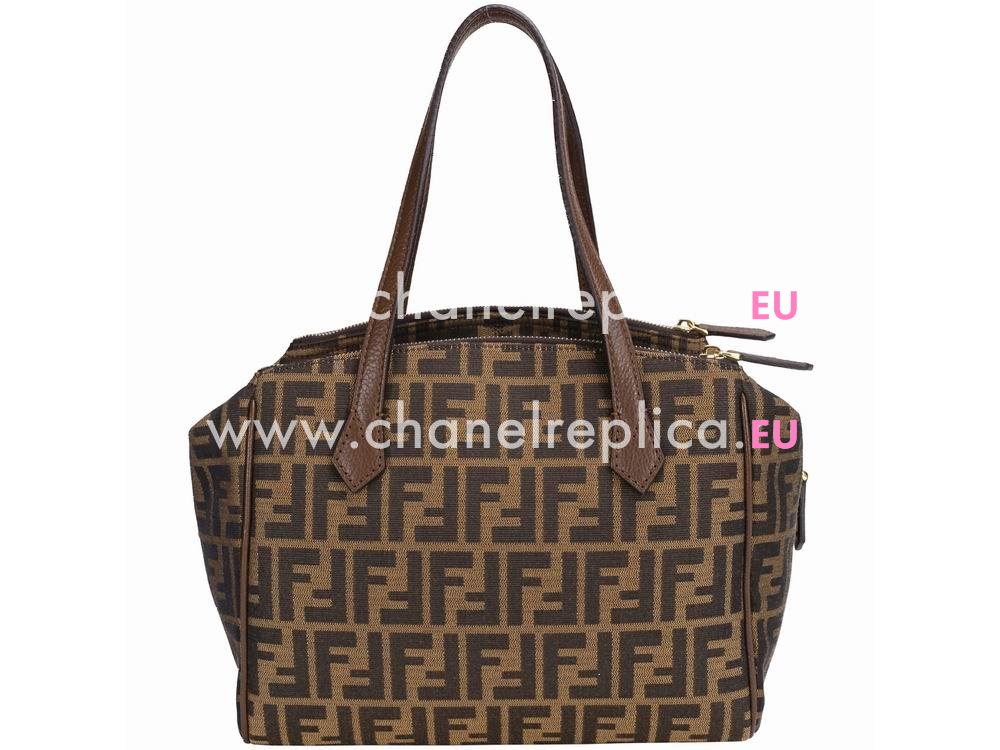 FENDI Classic Jacquard Weave Shoulder Bag In Coffee F517711