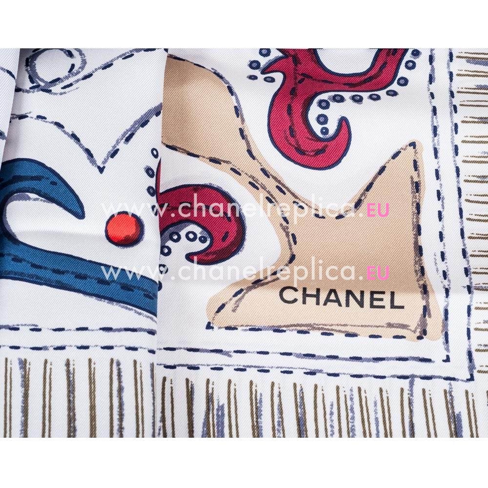 CHANEL Classic CC Logo Star Camellia Scarf In Beige C6102802