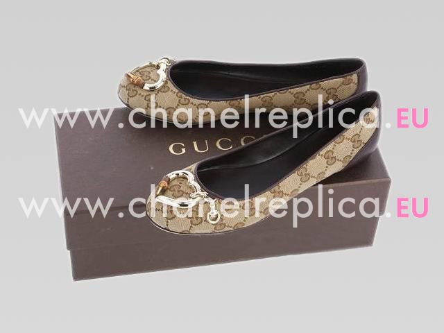 Gucci Beige/Brown canvasHeart Bit ballet flats Shoes 317585