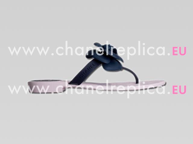 Chanel Camellia Flip-Flops Sandal In Blue&Pink 266407