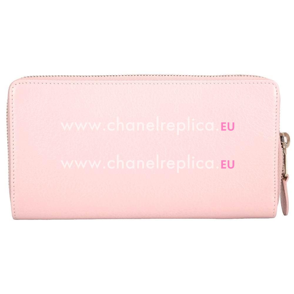 Balenciaga Continental Classic Lambskin Silvery Hardware Wallets Pink B5265638