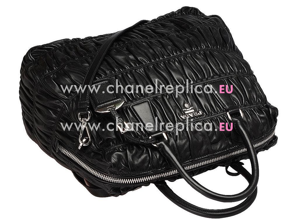 Prada Nappa Gaufre embossed Large Bag In Black PB1336L