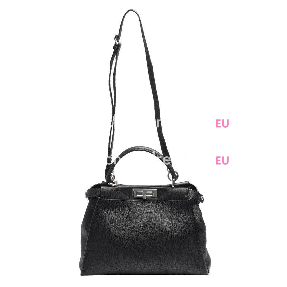 Fendi Classic Selleria Peekaboo Calfskin Handle/Shoulder Bag Black F6120722